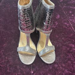 Metallic Silver Heels Size 8