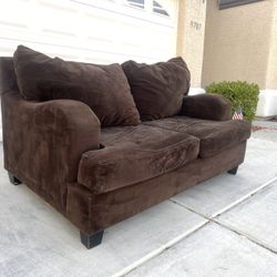 Suede Leather Couch Brown Loveseat Two