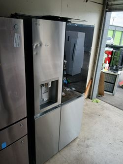 NEW !! LG THINQ STAINLESS STEEL INSTAVIEW SIDE TO SIDE REFRIGERATOR/ dents/ CRAFT ICE 