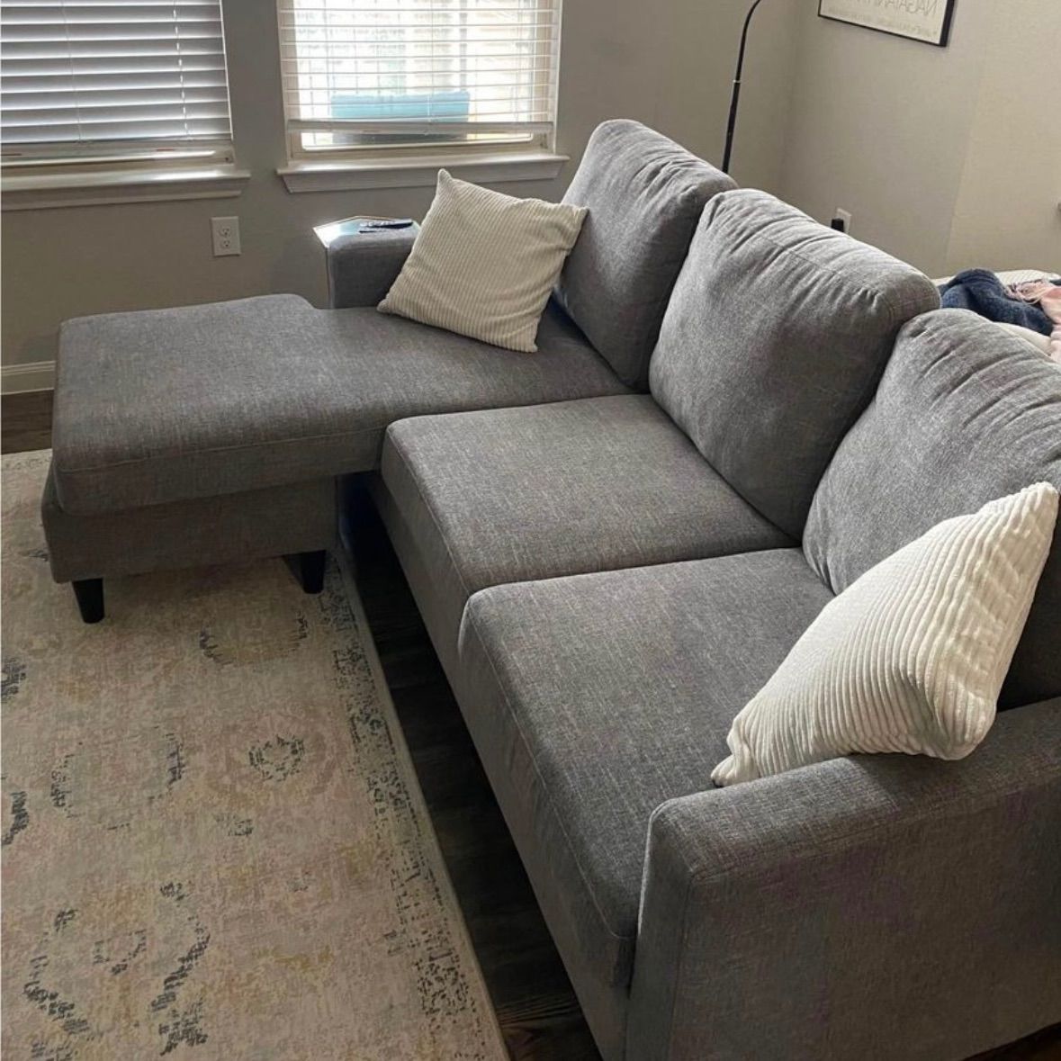 Gray Stark L-Shape Chaise Sectional Sofa by Living Spaces