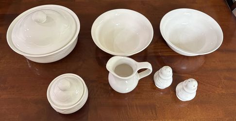 Pfaltzgraff Filigree White Stoneware Serving Set