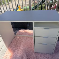 White Computer Table With Drawers 