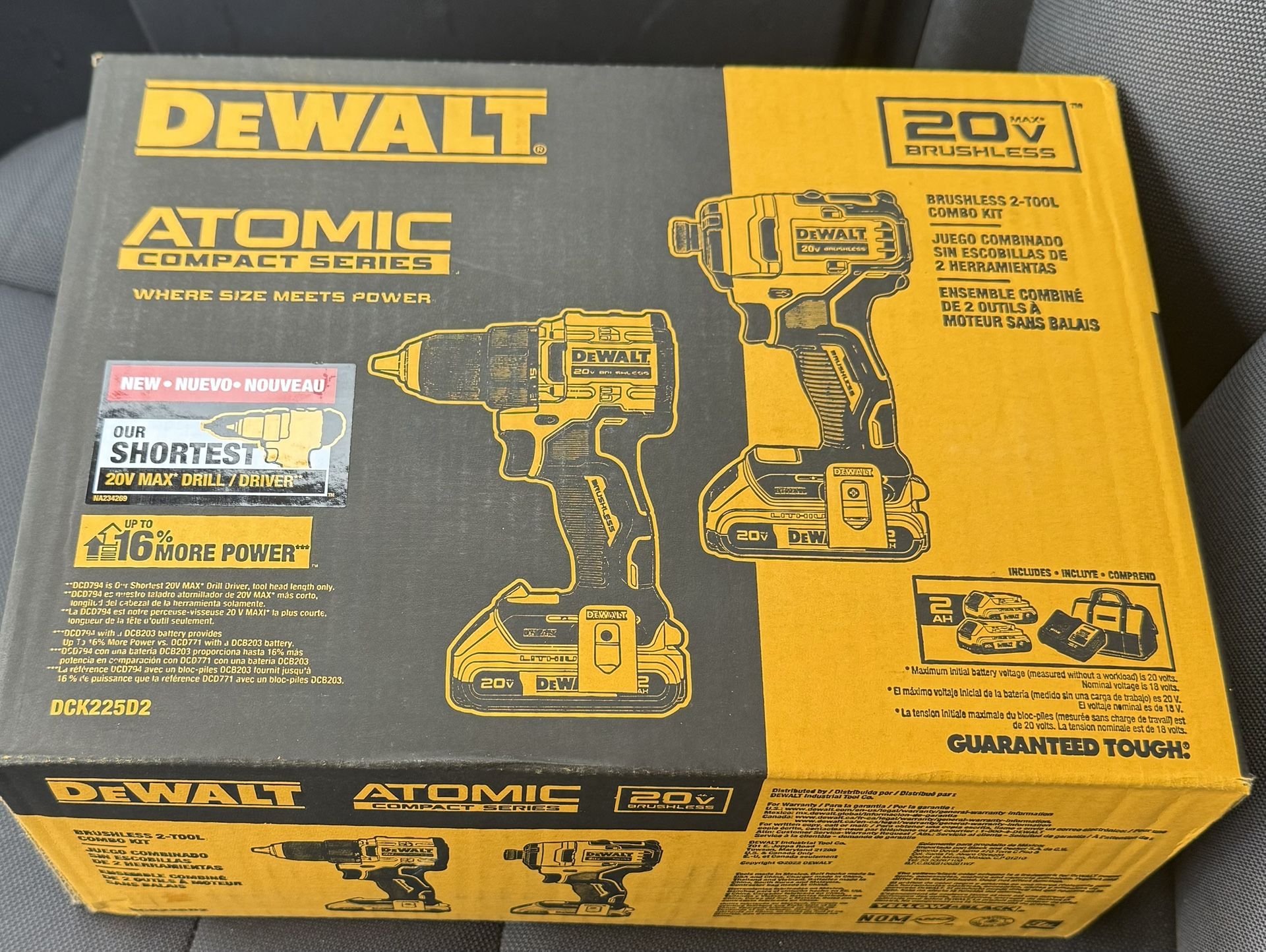 DEWALT DCK225D2 ATOMIC 20V MAX Brushless Compact Impact & Drill/Driver Combo Kit