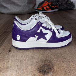 Purple/White Bapesta Shoes Size 10
