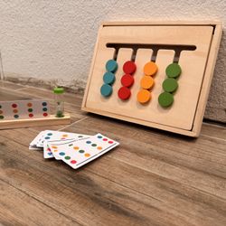 Wooden Montessori Slide Puzzle Game Shapes And Colors 