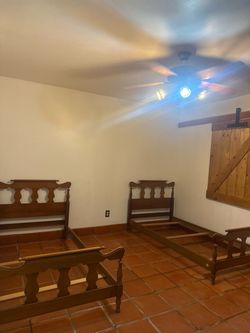 Pair of Vintage Matching Twin Bed Frames Solid Wood