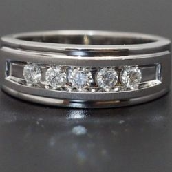 MGW 10K White Gold 1/2cttw Round Channel Set Natural Diamond Ring
