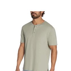 GAP Men’s Short Sleeve Henley Tee, Green, Size S