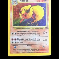 Pokémon Flareon Jungle Card 3/64 Holo Rare Unlimited 70 HP