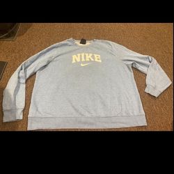 Womens 1X Nike sweatshirt warm cozy blue white long sleeve athletic top Crew