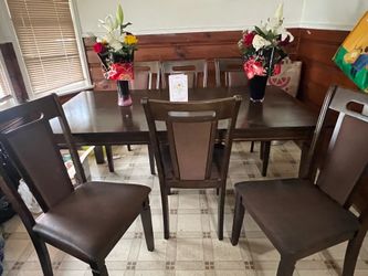 Dining table with six chairs