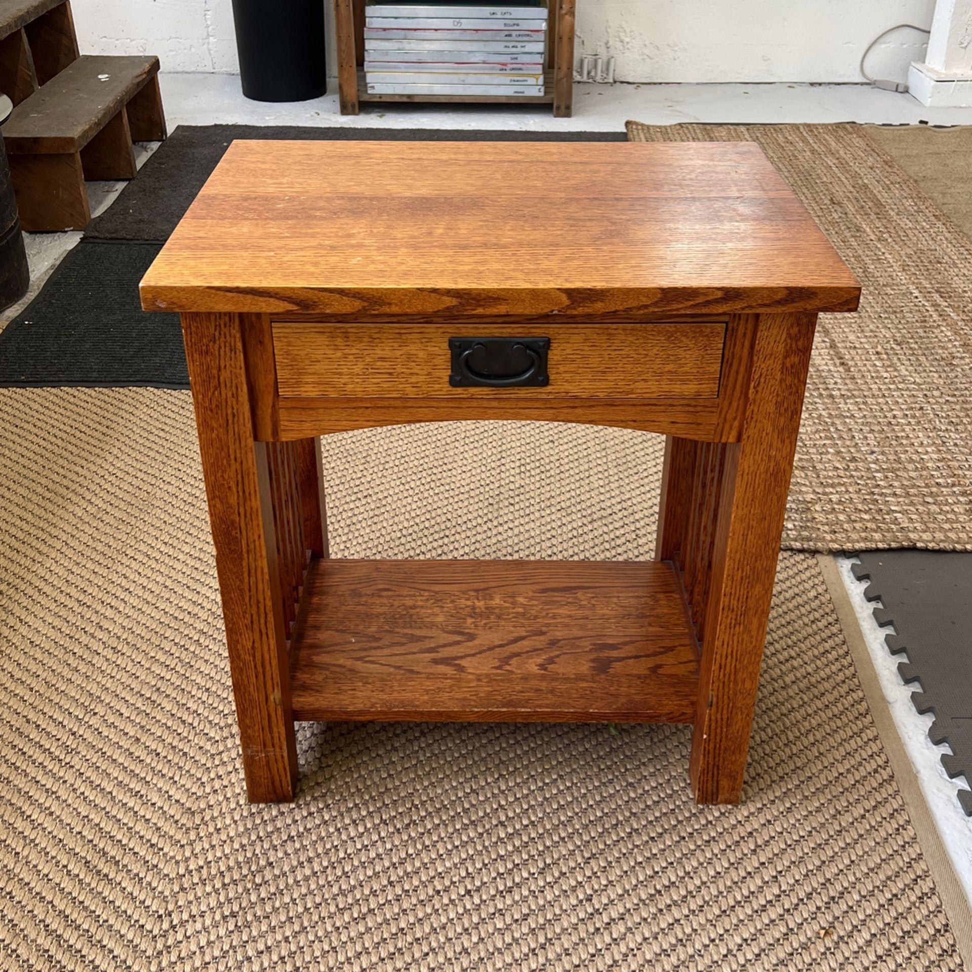 Bent Wood Mission Style Nightstand Oak Wood Side Table With Drawer
