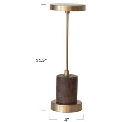 New- Cordless LED Touch Table Lamp – Brass & Wood