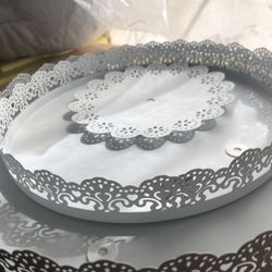 Peohud Set of 3 Cake Stand, 8"/10"/12" Metal Round Dessert Holder, Cupcake Candy Biscuits Pastry Beverage Display for Wedding, Party, Anniversary, Whi
