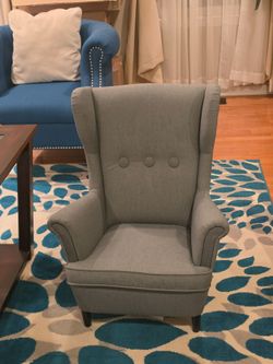 Kids Gray Upholstered Wingback Accent Chair