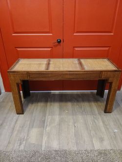 6 piece Furniture 1970s Vintage Woven Rattan Console Table and Nightstands Set