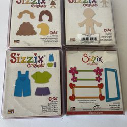 Sizzix Originals Die Cuts Lot Of 4 Doll Body-Doll Girl Hair- Doll Overalls- Bookplates 