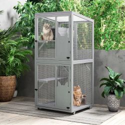 31.5"L 2-Tier Wheeled Cat Cage