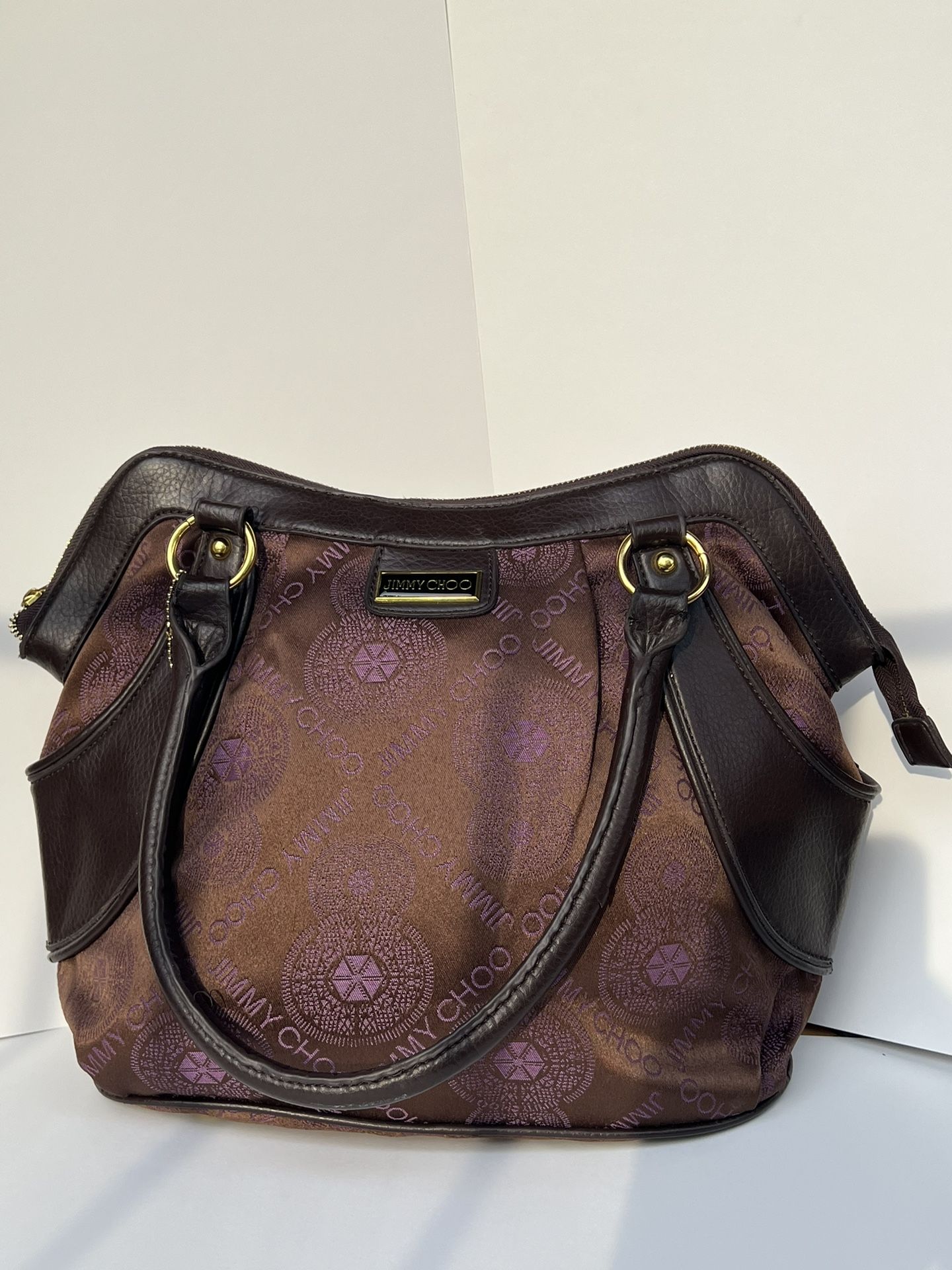 Jimmy Choo Designer Handbag – Brown & Purple Pattern – Gently Used