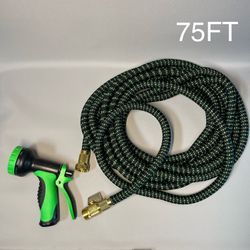 75ft Expandable Garden Water Hose With Brass Connections And Nozzle