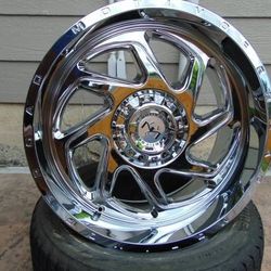 4 New Chrome Motiv Offroad 22X10 Rims FORD CHEVY 6 LUG -19MM Offset