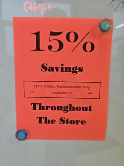 Sale -- December 7th Through December 13th -- 15% Off 