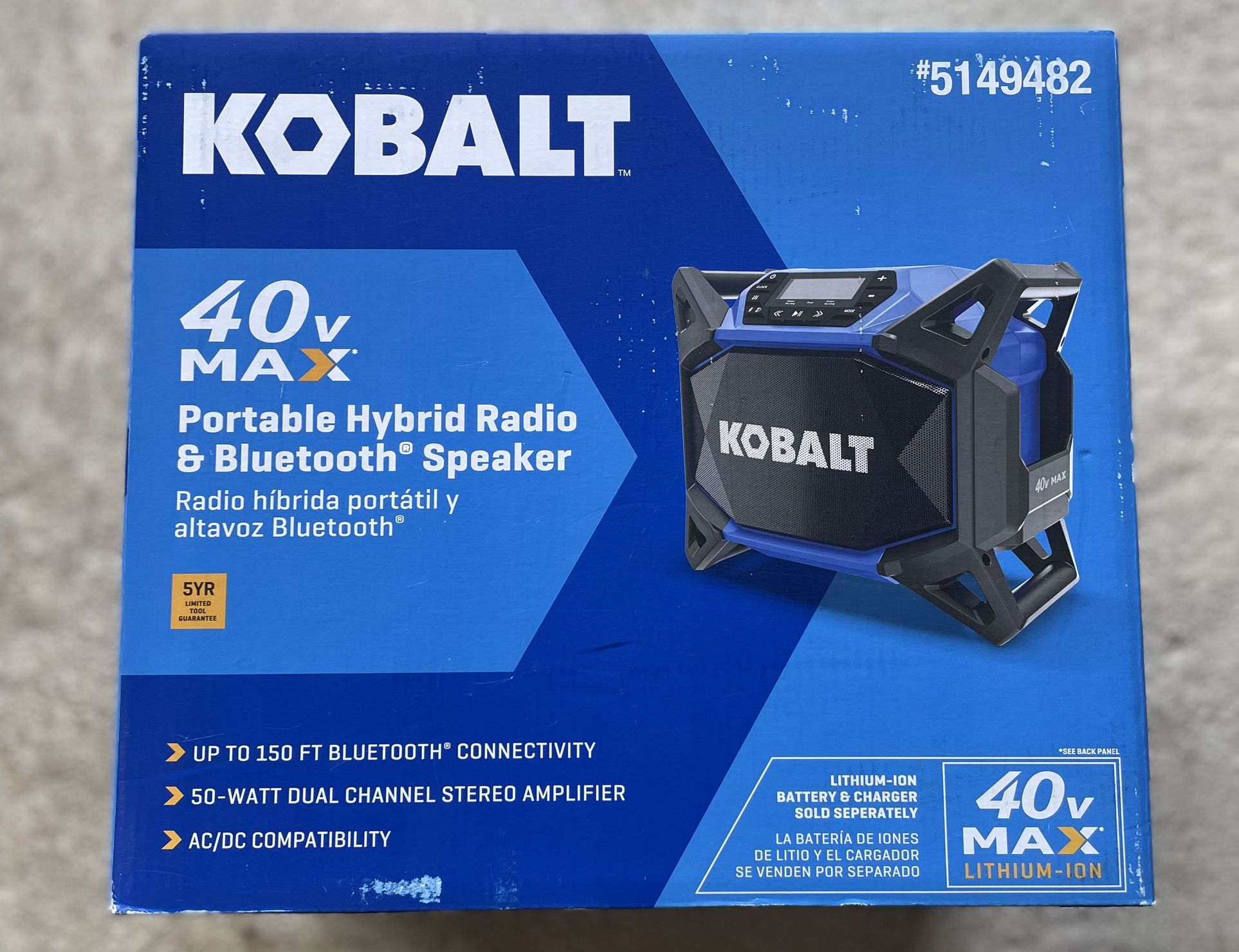 Kobalt 40V Max Portable Hybrid AM/FM Radio & Bluetooth Speaker #(contact info removed)