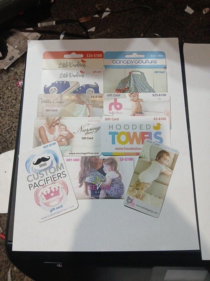 Lot of 10 Gift Cards $450 Value For Baby Child Items Read Description