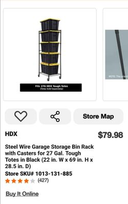 HDX Steel Wire Garage Storage Bin Rack w/ Casters – New