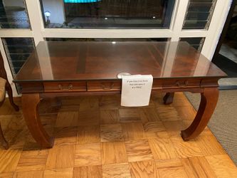 Wood Desk with Glass Tabletop