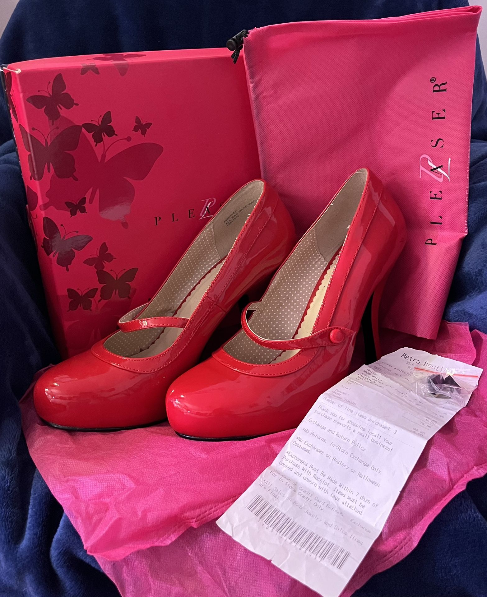 Pleaser Pink Label PINUP-01 Mary Jane Heels – Red Patent – Size 13M (Worn Once!)