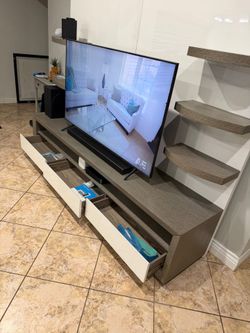 TV Console with side shelves