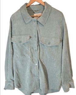 Ashley Utility Collection Corduroy Button-Up Overshirt / Shacket – Sage Green – XL