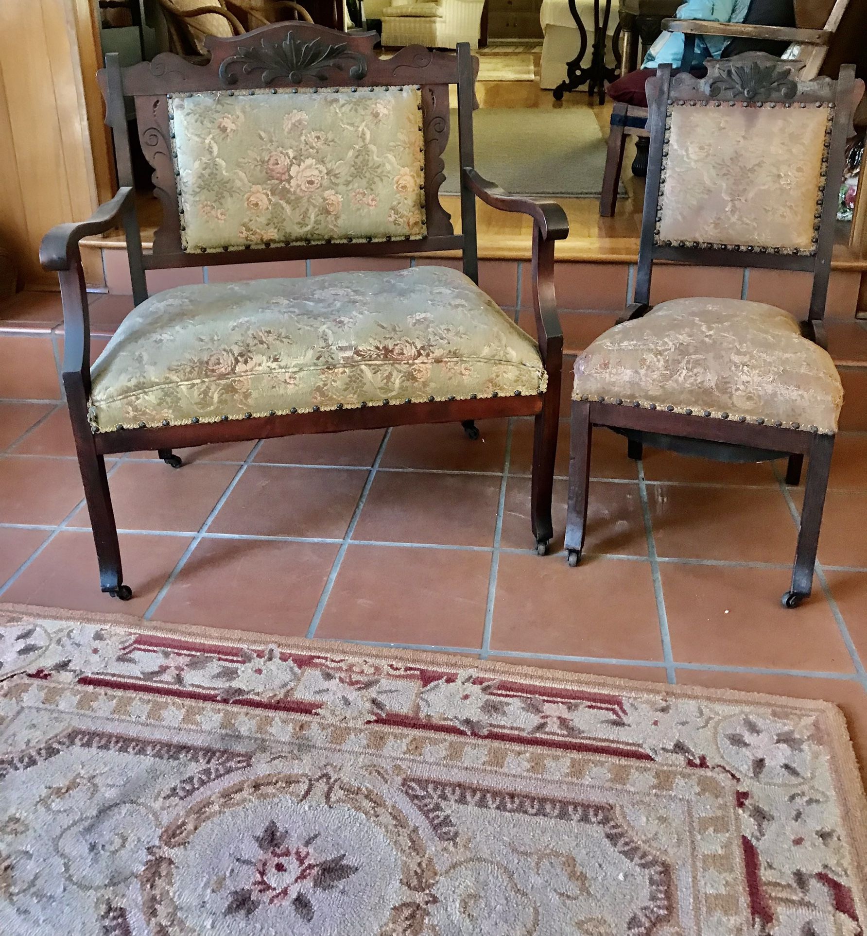Victorian Love Seat Couch with Matching Chair