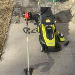 Electric Lawn Mower And Gas Weed Eater