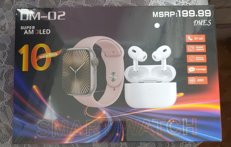 Smart watch With 5 different Color Bands And Ear Buds