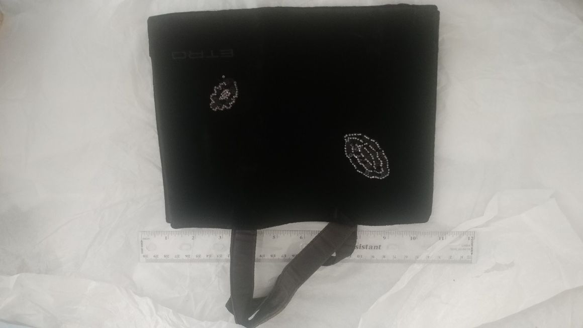 Black suede leather ETRO tote bag beaded design