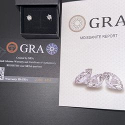 GRA Certified Moissanite Stud Earrings 1.6ctw D VVS1