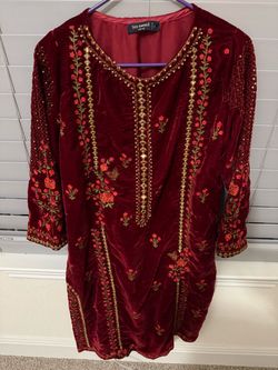 Bin Saeed Valvet large size embroidered shirt only.