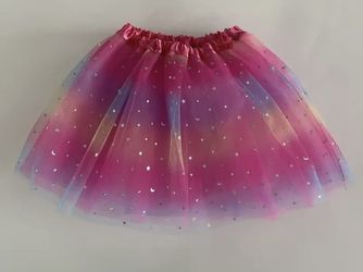 Girl Toddler Pink Rainbow Tutu Sparkle Princess Play Skirt One Size NEW