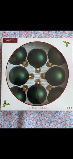 Green Glass Christmas Ornaments (Set Of 8)