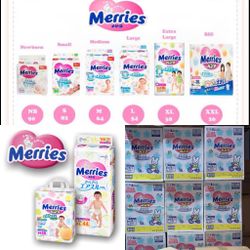 Moony And Merries . Diapers - Japanese Tapes - Import Diapers Merries Smooth Air-Through - Comfortable Fit 