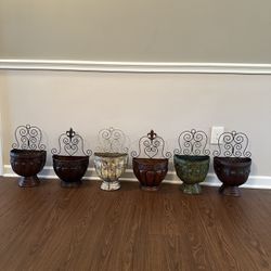 Multiple Colored Metal Hanging Wall Vase with Greenery 