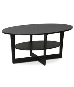 Jaya 36” Walnut Medium Oval Wood Coffee Table with Shelf 