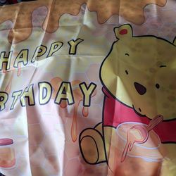 One Winnie the Pooh Happy Birthday Banner (fabric)