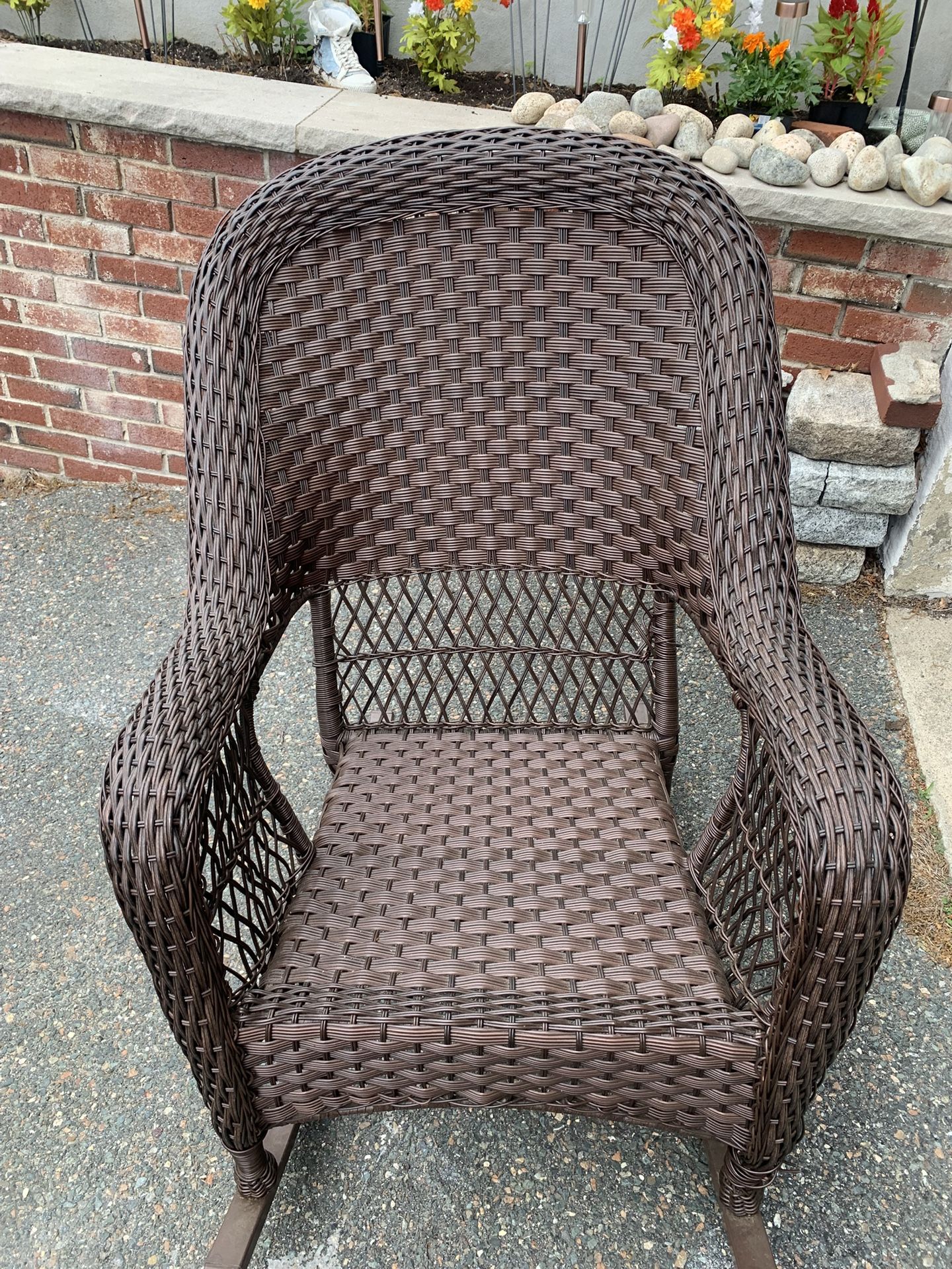 All Weather Plastic Wicker Rocking Chair