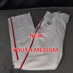 Champion YOUTH MEDIUM Baseball Softball Tee Ball Pants WHITE and RED