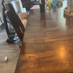 Solid Wood Table with leaf Underneath 