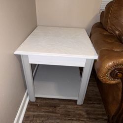 Matching refurbished modern white side tables