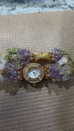 LUCUROL GEMSTONE WATCH LADIES AMETHYST TOPAZ PERIODOT CITRINE